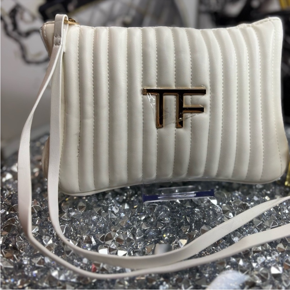 Tom Ford White Quilted Makeup Bag or Clutch